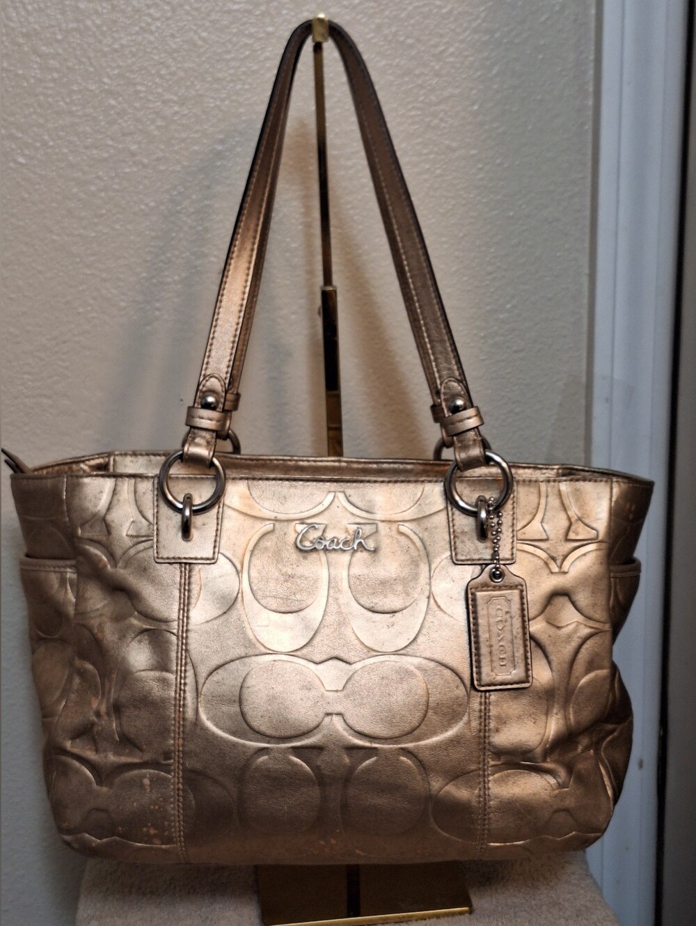 Coach Metallic Gold Leather East West Bag